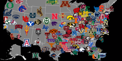 College Football Teams Map