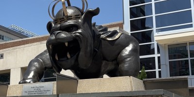 JMU Football Duke Dog Statue