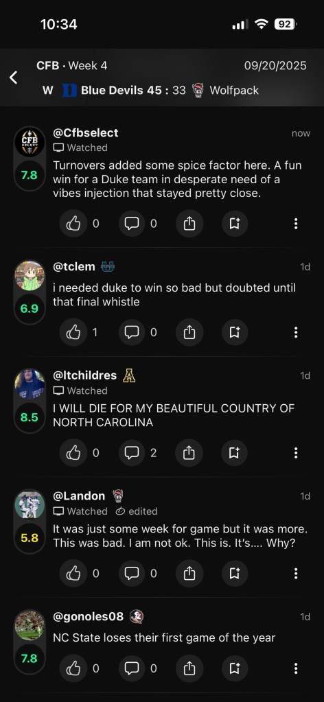 RateGame Review Sports App College Football